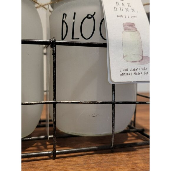RARE Rae Dunn Plant Grow Bloom Mason Jar Set With Wire Holder 2017 - Picture 8 of 13